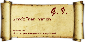 Gfrörer Veron névjegykártya